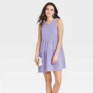 Universal Thread gauze tiered tank dress, periwinkle purple, size small